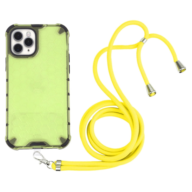 For iPhone 11 Pro Shockproof Honeycomb PC + TPU Case with Neck Lanyard