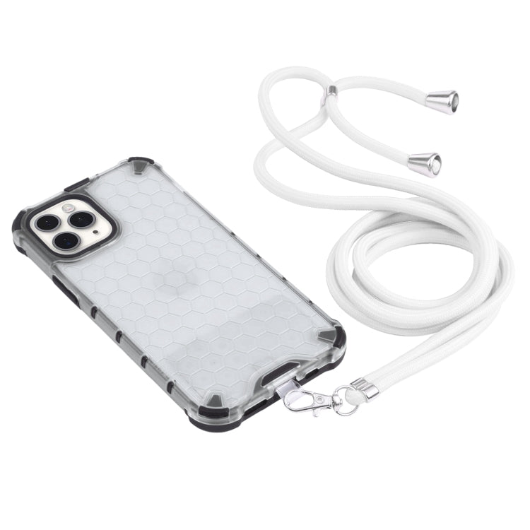 For iPhone 11 Pro Shockproof Honeycomb PC + TPU Case with Neck Lanyard