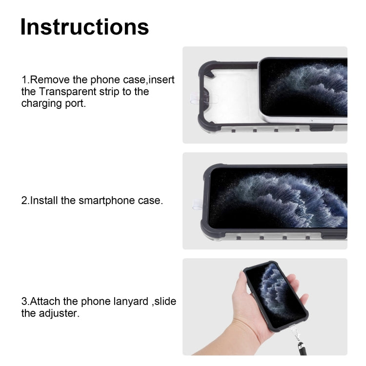 For iPhone 11 Pro Shockproof Honeycomb PC + TPU Case with Neck Lanyard