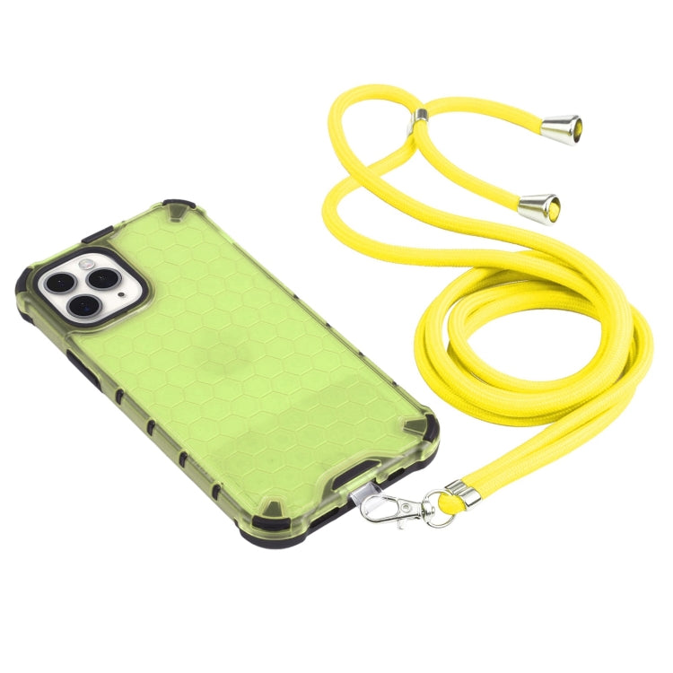 For iPhone 11 Pro Max Shockproof Honeycomb PC + TPU Case with Neck Lanyard