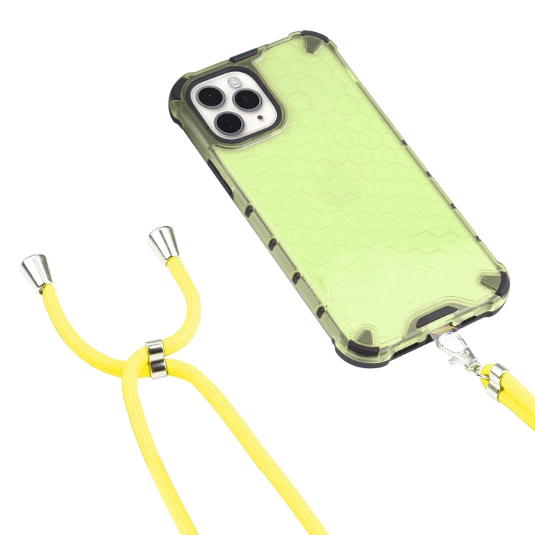 For iPhone 11 Pro Max Shockproof Honeycomb PC + TPU Case with Neck Lanyard