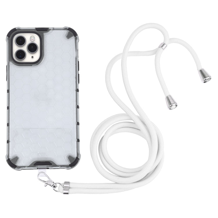 For iPhone 11 Pro Max Shockproof Honeycomb PC + TPU Case with Neck Lanyard