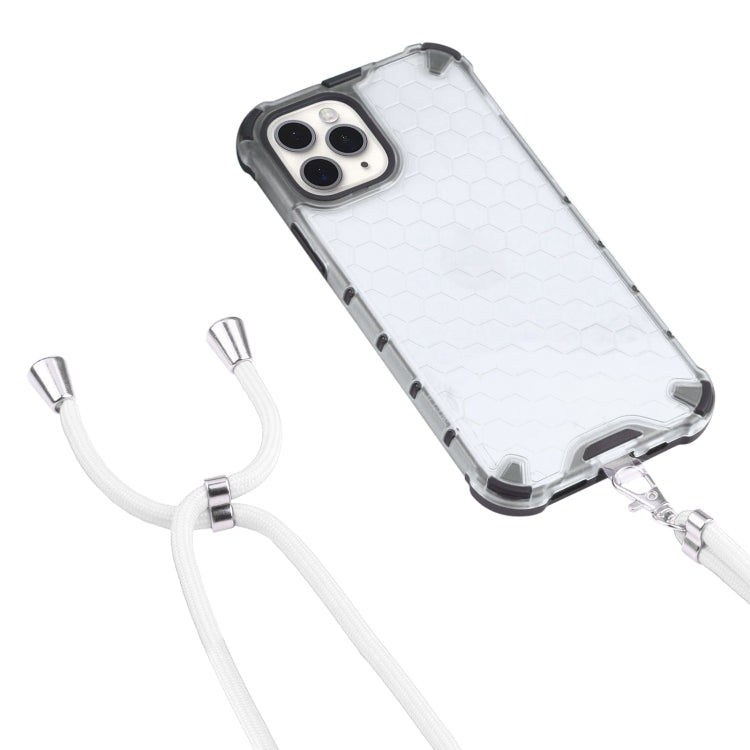 For iPhone 11 Pro Max Shockproof Honeycomb PC + TPU Case with Neck Lanyard
