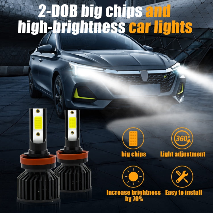 1 Pair V10 H11 6000K / 8000LM / 40W / DC10-32V IP67 Waterproof Car LED Headlight