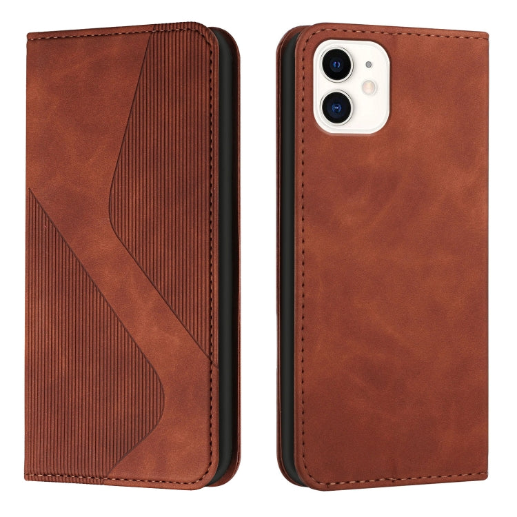 For iPhone 13 Skin Feel Magnetic S-type Solid Color Horizontal Flip Leather Case with Holder & Card Slot & Wallet