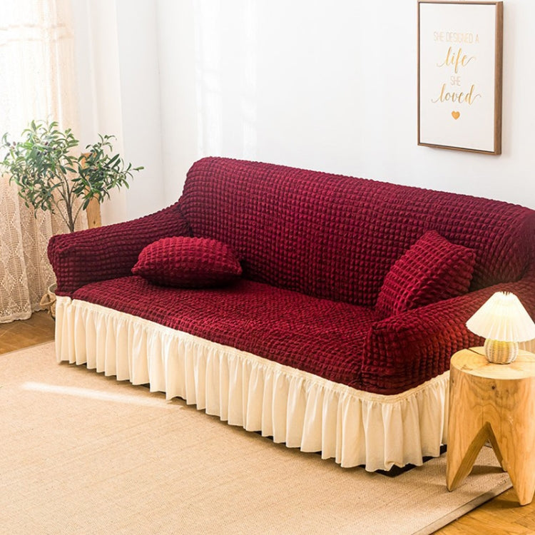 Living Room Stretch Full Coverage Skirt Style Sofa Cover, Size: Double M 145-185cm