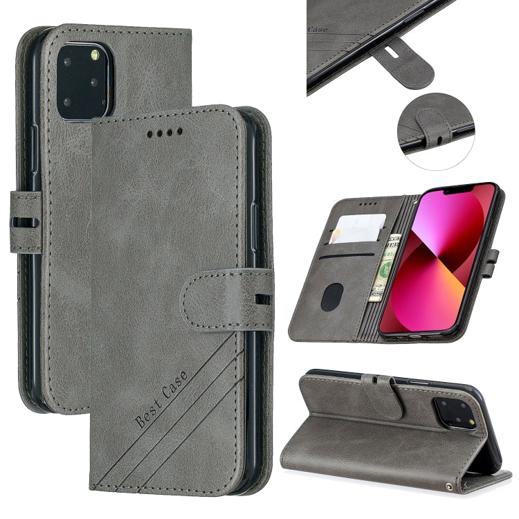 For iPhone 13 Stitching Style 2-Color Cow Texture Horizontal Flip PU Leather Case with Holder & Card Slot & Lanyard