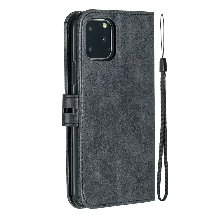 For iPhone 13 Stitching Style 2-Color Cow Texture Horizontal Flip PU Leather Case with Holder & Card Slot & Lanyard