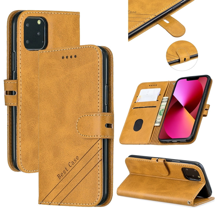 For iPhone 13 Stitching Style 2-Color Cow Texture Horizontal Flip PU Leather Case with Holder & Card Slot & Lanyard