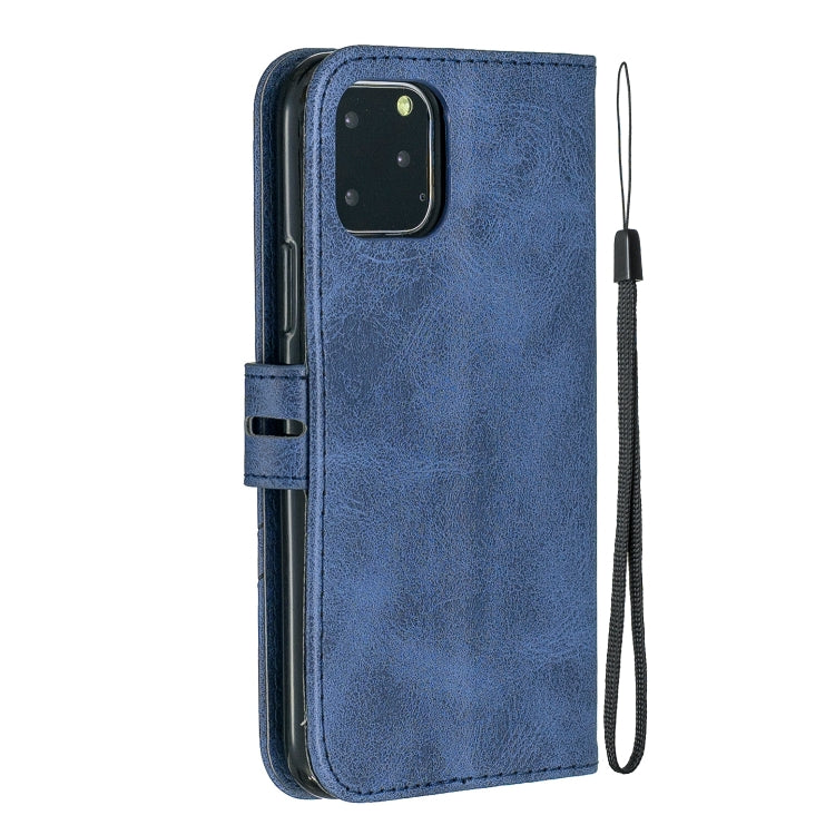 For iPhone 13 Stitching Style 2-Color Cow Texture Horizontal Flip PU Leather Case with Holder & Card Slot & Lanyard