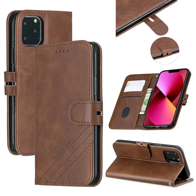 For iPhone 13 Stitching Style 2-Color Cow Texture Horizontal Flip PU Leather Case with Holder & Card Slot & Lanyard