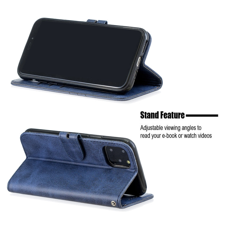 For iPhone 13 mini Stitching Style 2-Color Cow Texture Horizontal Flip PU Leather Case with Holder & Card Slot & Lanyard