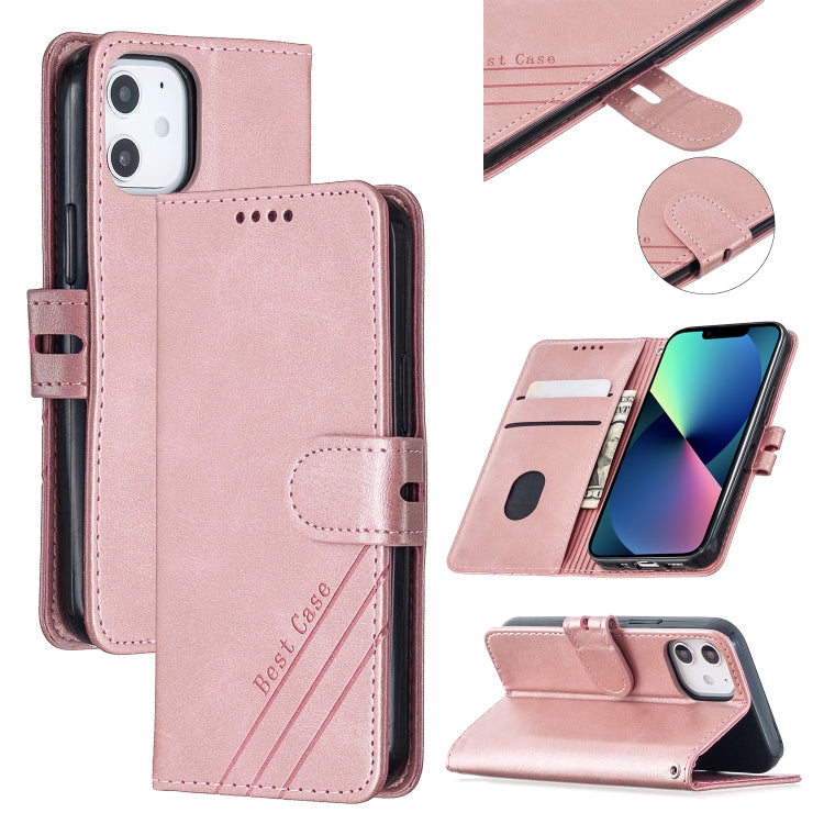 For iPhone 13 mini Stitching Style 2-Color Cow Texture Horizontal Flip PU Leather Case with Holder & Card Slot & Lanyard