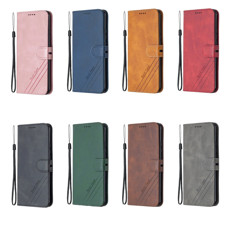 For iPhone 13 mini Stitching Style 2-Color Cow Texture Horizontal Flip PU Leather Case with Holder & Card Slot & Lanyard