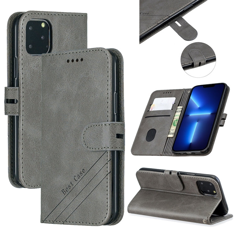 For iPhone 13 Pro Stitching Style 2-Color Cow Texture Horizontal Flip PU Leather Case with Holder & Card Slot & Lanyard