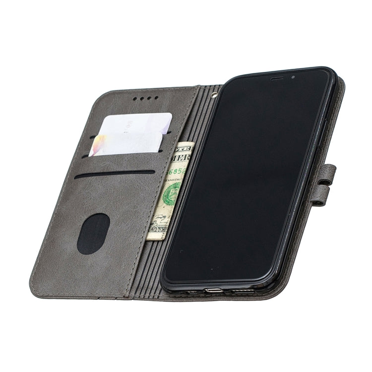 For iPhone 13 Pro Stitching Style 2-Color Cow Texture Horizontal Flip PU Leather Case with Holder & Card Slot & Lanyard