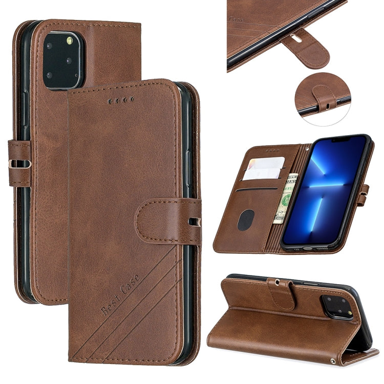 For iPhone 13 Pro Stitching Style 2-Color Cow Texture Horizontal Flip PU Leather Case with Holder & Card Slot & Lanyard