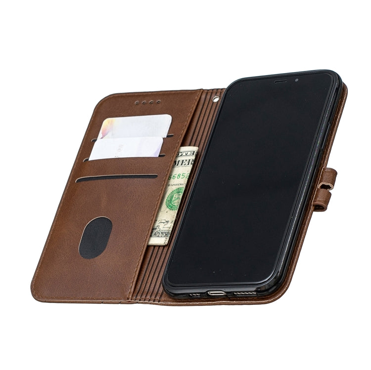 For iPhone 13 Pro Stitching Style 2-Color Cow Texture Horizontal Flip PU Leather Case with Holder & Card Slot & Lanyard