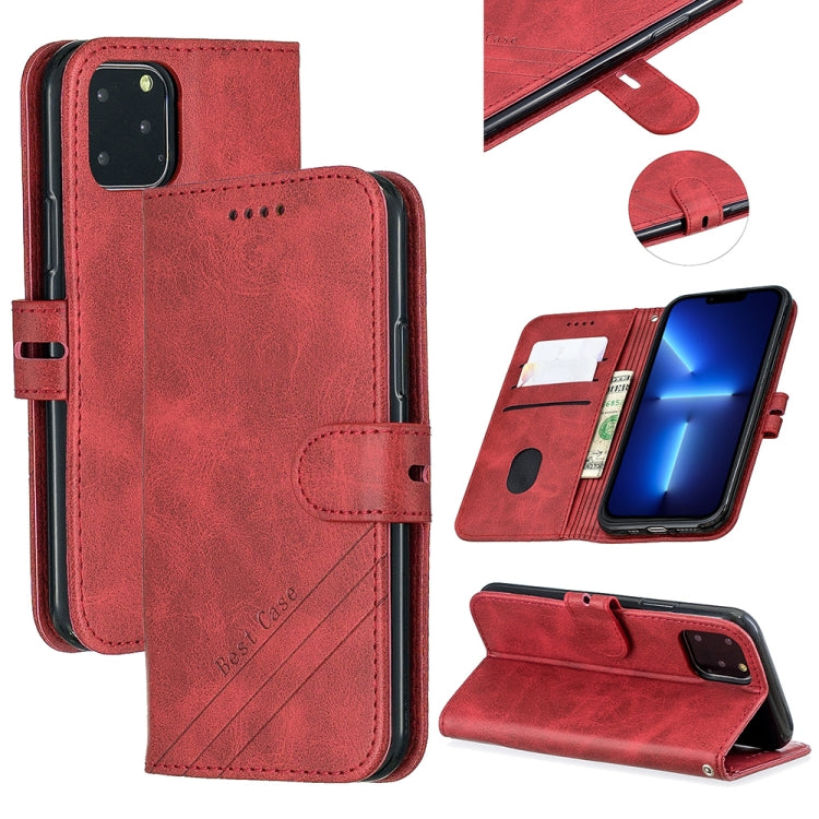 For iPhone 13 Pro Stitching Style 2-Color Cow Texture Horizontal Flip PU Leather Case with Holder & Card Slot & Lanyard