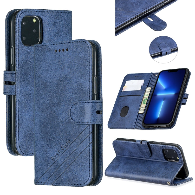For iPhone 13 Pro Max Stitching Style 2-Color Cow Texture Horizontal Flip PU Leather Case with Holder & Card Slot & Lanyard