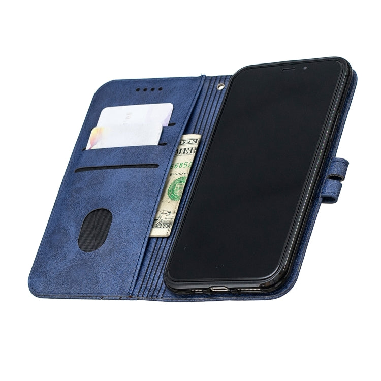 For iPhone 13 Pro Max Stitching Style 2-Color Cow Texture Horizontal Flip PU Leather Case with Holder & Card Slot & Lanyard
