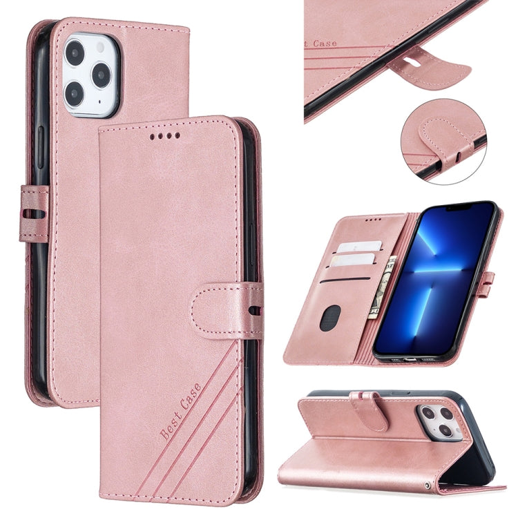 For iPhone 13 Pro Max Stitching Style 2-Color Cow Texture Horizontal Flip PU Leather Case with Holder & Card Slot & Lanyard