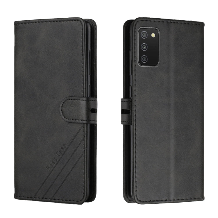 For Samsung Galaxy A03s Stitching Style 2-Color Cow Texture Horizontal Flip PU Leather Case with Holder & Card Slot & Lanyard