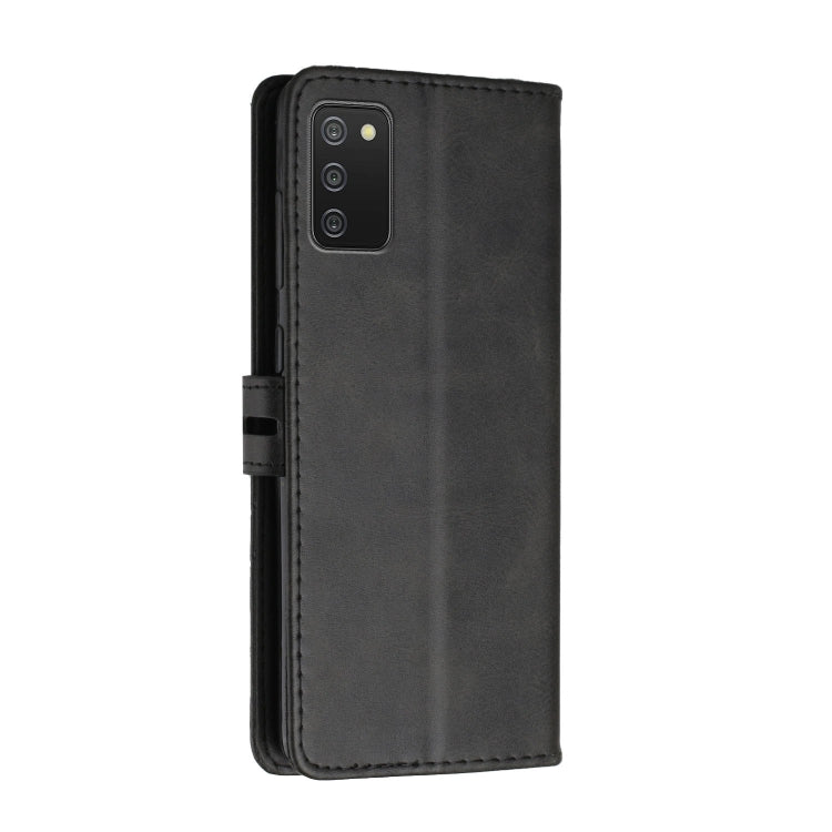 For Samsung Galaxy A03s Stitching Style 2-Color Cow Texture Horizontal Flip PU Leather Case with Holder & Card Slot & Lanyard