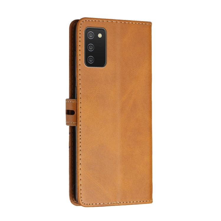 For Samsung Galaxy A03s Stitching Style 2-Color Cow Texture Horizontal Flip PU Leather Case with Holder & Card Slot & Lanyard