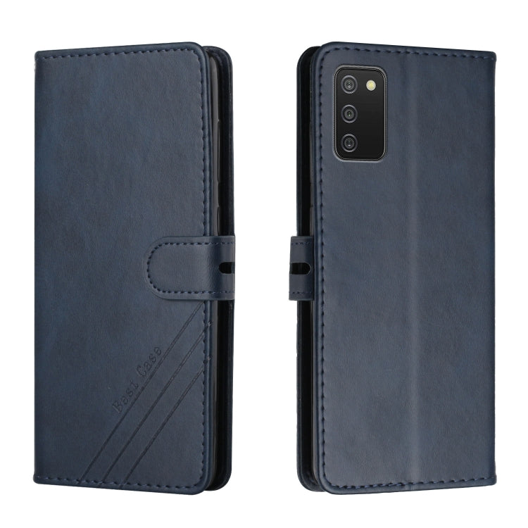 For Samsung Galaxy A03s Stitching Style 2-Color Cow Texture Horizontal Flip PU Leather Case with Holder & Card Slot & Lanyard