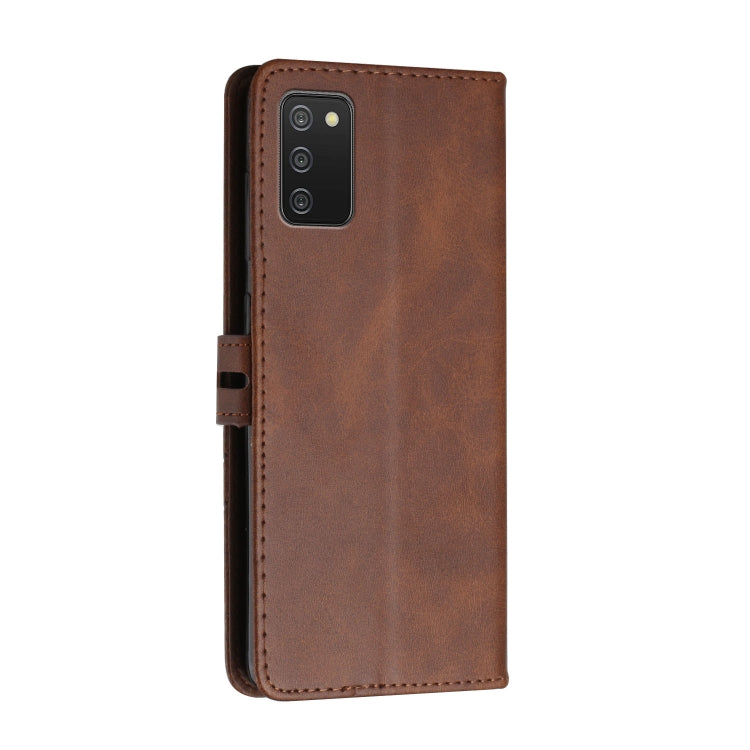 For Samsung Galaxy A03s Stitching Style 2-Color Cow Texture Horizontal Flip PU Leather Case with Holder & Card Slot & Lanyard