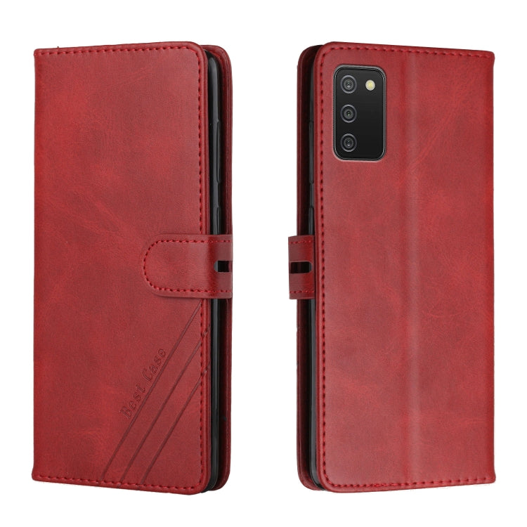 For Samsung Galaxy A03s Stitching Style 2-Color Cow Texture Horizontal Flip PU Leather Case with Holder & Card Slot & Lanyard
