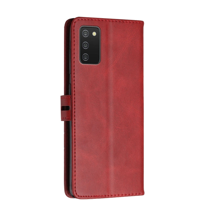 For Samsung Galaxy A03s Stitching Style 2-Color Cow Texture Horizontal Flip PU Leather Case with Holder & Card Slot & Lanyard