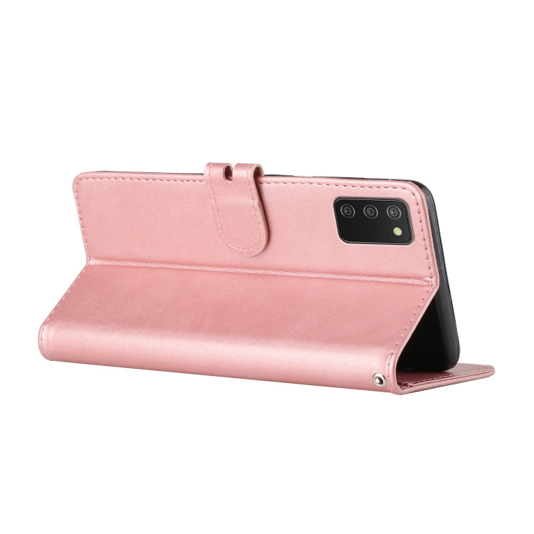 For Samsung Galaxy A03s Stitching Style 2-Color Cow Texture Horizontal Flip PU Leather Case with Holder & Card Slot & Lanyard