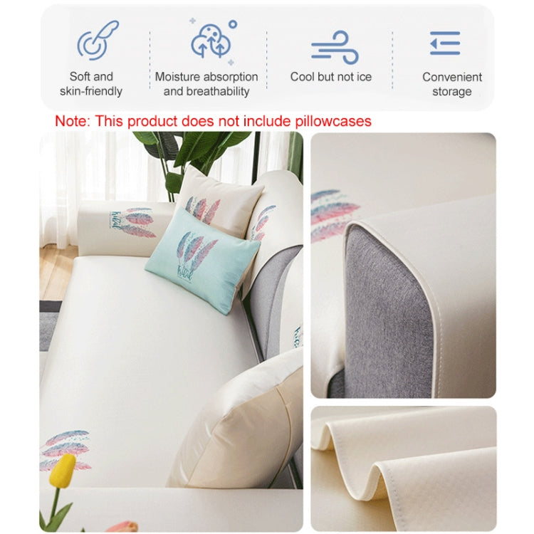 Feather Pattern Summer Ice Silk Non-slip Full Coverage Sofa Cover, Size:90x120cm