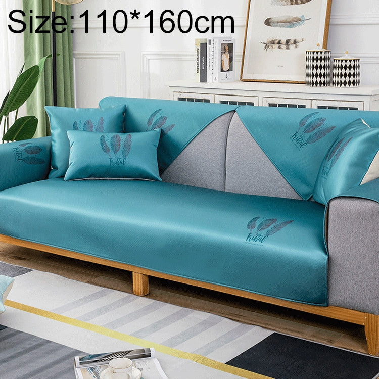 Feather Pattern Summer Ice Silk Non-slip Full Coverage Sofa Cover, Size:110x160cm