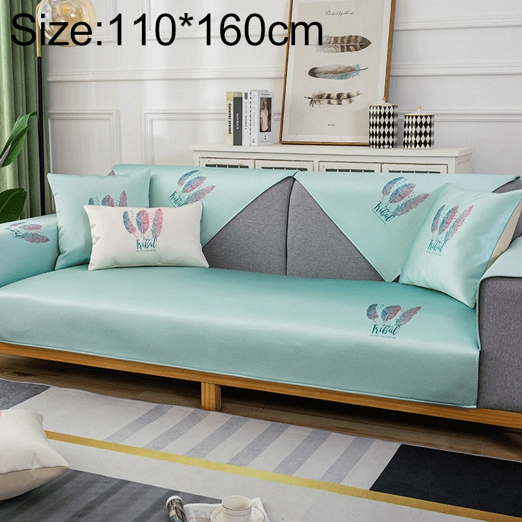 Feather Pattern Summer Ice Silk Non-slip Full Coverage Sofa Cover, Size:110x160cm
