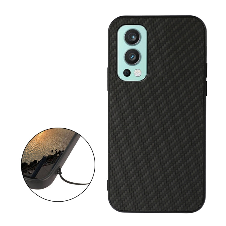 For OnePlus Nord 2 5G Carbon Fiber Skin PU + PC + TPU Shockprof Protective Case