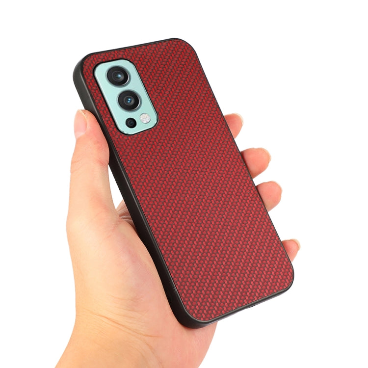 For OnePlus Nord 2 5G Carbon Fiber Skin PU + PC + TPU Shockprof Protective Case