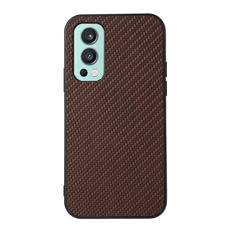 For OnePlus Nord 2 5G Carbon Fiber Skin PU + PC + TPU Shockprof Protective Case