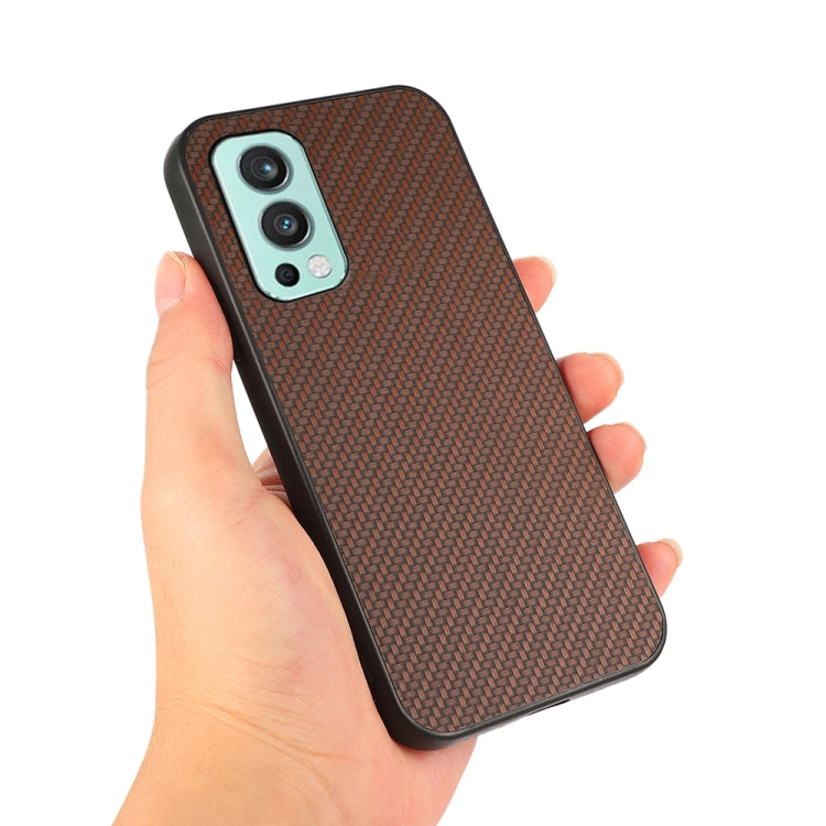 For OnePlus Nord 2 5G Carbon Fiber Skin PU + PC + TPU Shockprof Protective Case