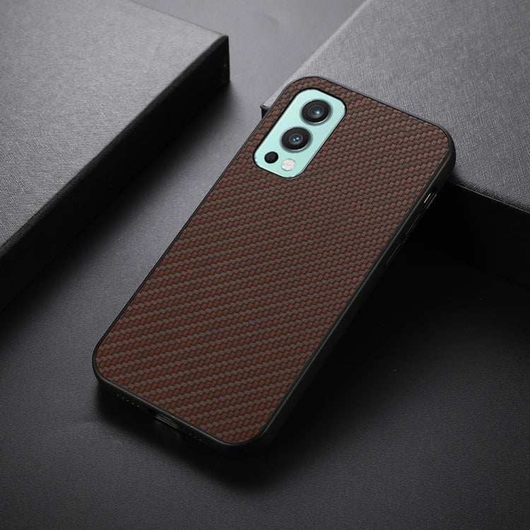 For OnePlus Nord 2 5G Carbon Fiber Skin PU + PC + TPU Shockprof Protective Case