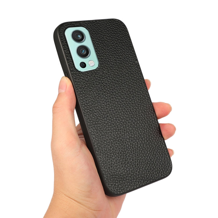 For OnePlus Nord 2 5G Litchi Texture Genuine Leather Folding Protective Case