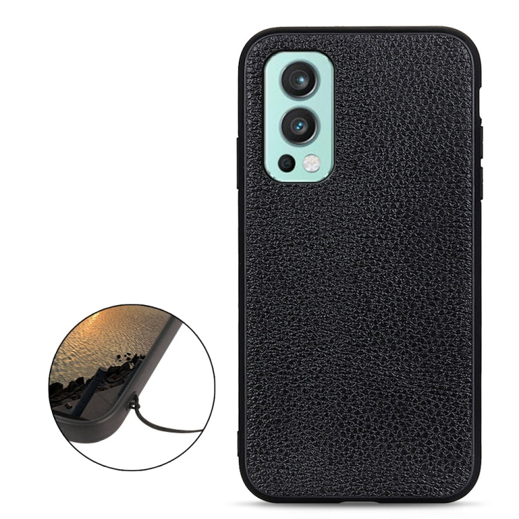 For OnePlus Nord 2 5G Litchi Texture Genuine Leather Folding Protective Case