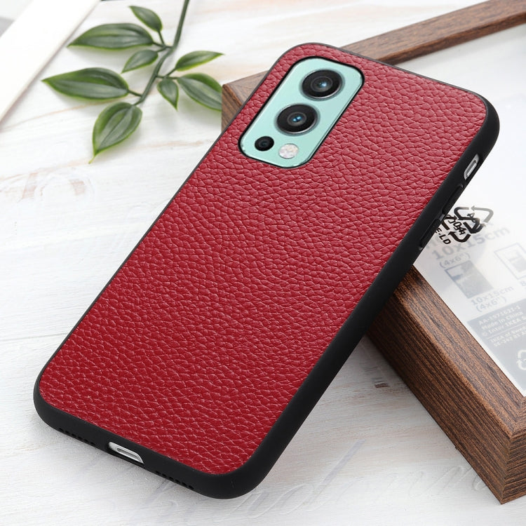 For OnePlus Nord 2 5G Litchi Texture Genuine Leather Folding Protective Case