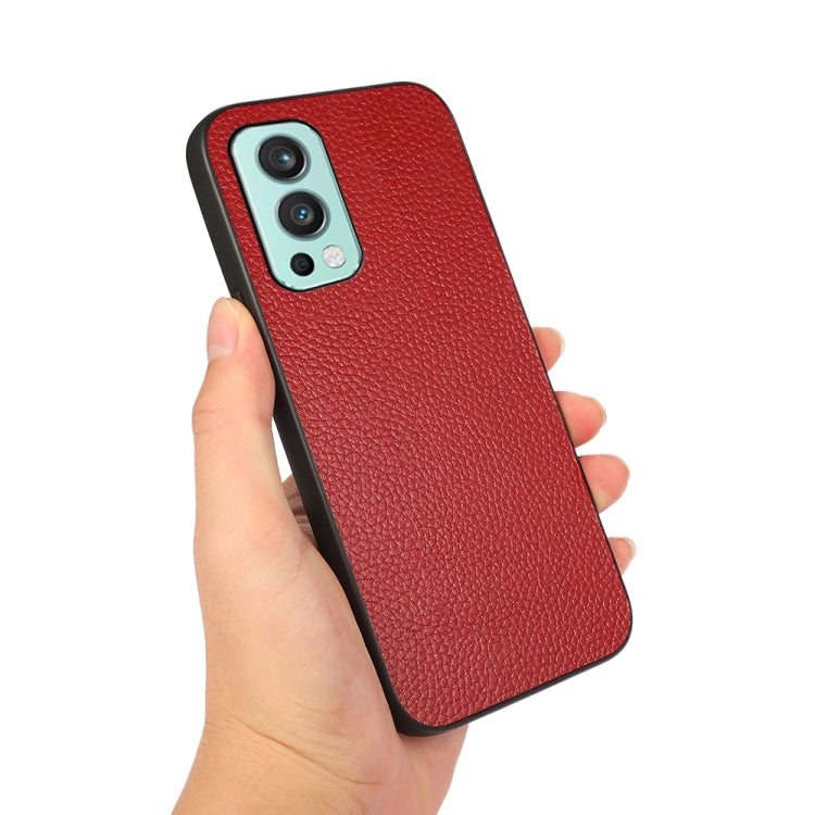 For OnePlus Nord 2 5G Litchi Texture Genuine Leather Folding Protective Case