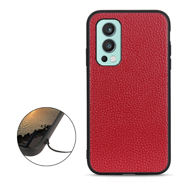 For OnePlus Nord 2 5G Litchi Texture Genuine Leather Folding Protective Case