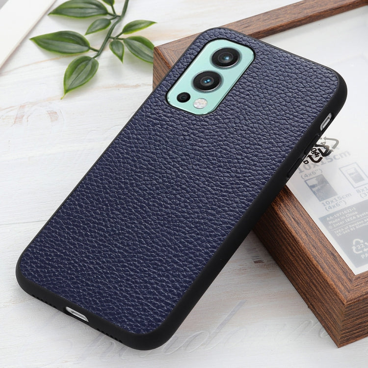 For OnePlus Nord 2 5G Litchi Texture Genuine Leather Folding Protective Case