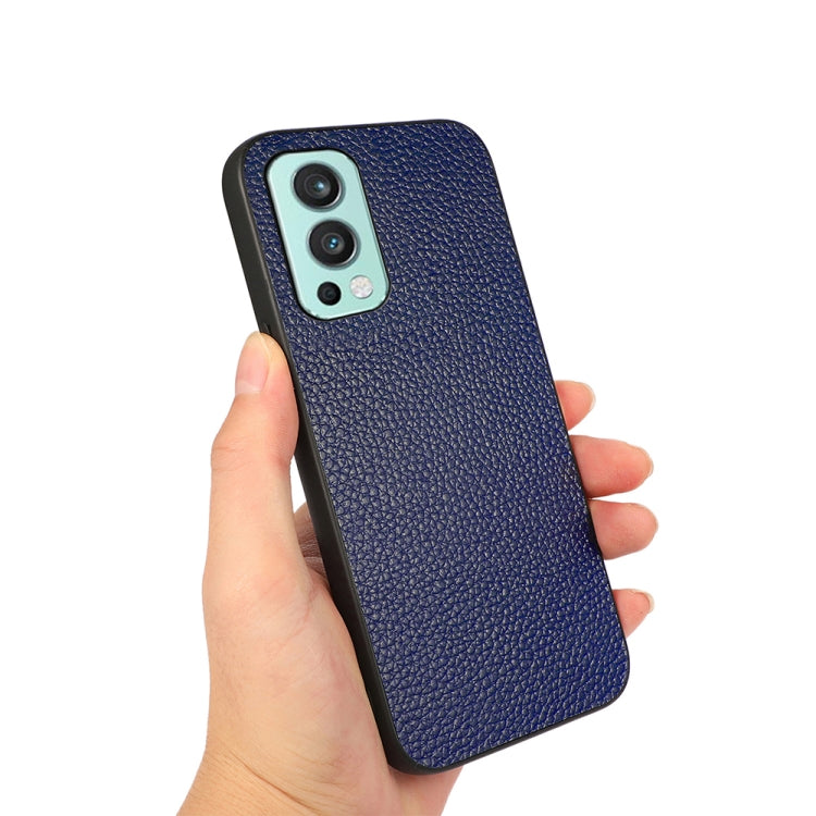 For OnePlus Nord 2 5G Litchi Texture Genuine Leather Folding Protective Case