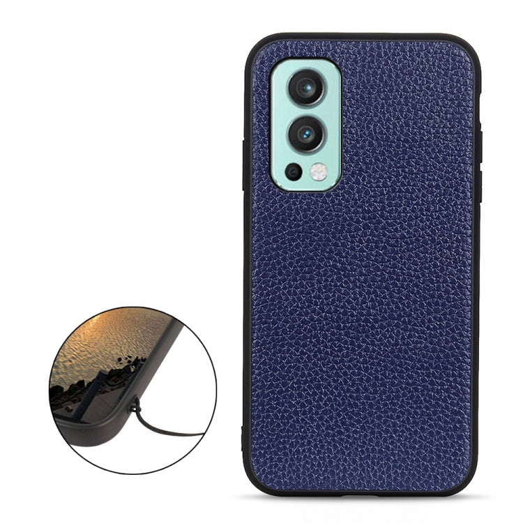 For OnePlus Nord 2 5G Litchi Texture Genuine Leather Folding Protective Case